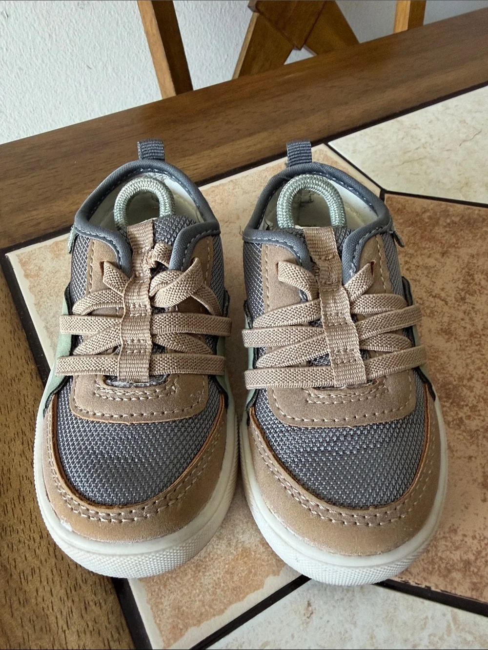 OshKosh B'gosh Kids' Green & Taupe Mesh Casual Sneakers